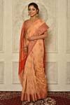 Adara Khan_Peach Woven Banarasi Kora Silk Saree_Online_at_Aza_Fashions