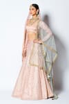 Rishi and Vibhuti_Peach Chanderi Silk Embellishment And Woven Pearls & Zuri Bridal Lehenga Set _Online_at_Aza_Fashions