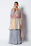 Buy_Rishi and Vibhuti_Grey Chanderi Silk Woven And Embroidery Floral Seerat Anarkali With Dupatta _at_Aza_Fashions