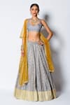 Buy_Rishi and Vibhuti_Grey Chanderi Silk And Glitter Net Woven & Embroidery Floral Zeenat Lehenga Set _at_Aza_Fashions