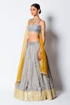 Rishi and Vibhuti_Grey Chanderi Silk And Glitter Net Woven & Embroidery Floral Zeenat Lehenga Set _Online_at_Aza_Fashions