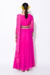 Shop_Rishi and Vibhuti_Pink Georgette Cutdana Boat Charlotte Draped Anarkali With Belt_at_Aza_Fashions