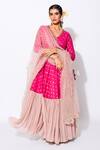 Buy_Rishi & Vibhuti_Pink Georgette Catherine Angrakha Anarkali With Dupatta_at_Aza_Fashions