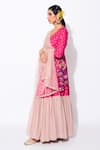 Buy_Rishi & Vibhuti_Pink Georgette Catherine Angrakha Anarkali With Dupatta_Online_at_Aza_Fashions