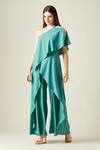 Buy_Aakaar_Green Moss Crepe Layered Embellished Jumpsuit_at_Aza_Fashions