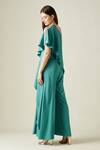 Shop_Aakaar_Green Moss Crepe Pearls One Shoulder Layered Embellished Jumpsuit _at_Aza_Fashions