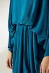 Shop_Aakaar_Blue Silk Crepe Plain Round Lounge Draped Gown _Online_at_Aza_Fashions