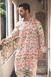 Buy_Priyanka Haralalka_Multi Color Silk Bourette Printed Floral Kurta Set _Online_at_Aza_Fashions