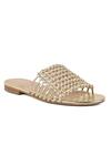 Vanilla Moon_Gold Anna Woven Open Toe Flats_Online_at_Aza_Fashions