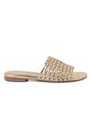 Buy_Vanilla Moon_Gold Anna Woven Open Toe Flats_Online_at_Aza_Fashions