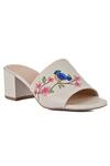 Buy_Vanilla Moon_Off White Embroidered Nelsey Asymmetric Heels_at_Aza_Fashions