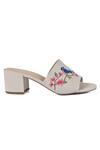 Buy_Vanilla Moon_Off White Embroidered Nelsey Asymmetric Heels_Online_at_Aza_Fashions