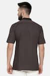 Shop_Mayank Modi - Men_Grey 100% Cotton Plain Half Sleeve Shirt _at_Aza_Fashions
