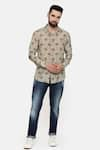 Buy_Mayank Modi - Men_Beige Fine Muslin Printed Geometric Shirt  _at_Aza_Fashions