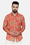 Shop_Mayank Modi - Men_Pink Fine Muslin Printed Floral Shirt _Online_at_Aza_Fashions