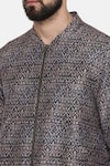 Mayank Modi - Men_Blue Linen Printed Geometric Bomber Jacket  _at_Aza_Fashions