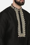 Shop_Mayank Modi - Men_Black Silk Embroidery Floral Kurta_Online_at_Aza_Fashions