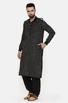 Buy_Mayank Modi - Men_Black Silk Embroidery Sequin Pathani Kurta_Online_at_Aza_Fashions