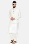 Buy_Mayank Modi - Men_Ivory Silk Chanderi Embroidery Sequin Bundi _at_Aza_Fashions