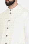 Mayank Modi - Men_Ivory Silk Chanderi Embroidery Sequin Bundi _at_Aza_Fashions