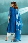 Mandira Wirk - Indian_Blue Organza, Chanderi, Crepe Pearl And Pathra Asymmetric Kurta And Dhoti Set _Online_at_Aza_Fashions