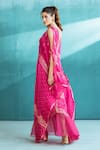 Shop_Mandira Wirk_Fuchsia Chiffon Foil V Neck Organza Kaftan _Online_at_Aza_Fashions