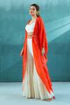 Shop_Mandira Wirk_Coral Chanderi Blouse And Sharara Set_Online_at_Aza_Fashions