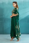 Shop_Mandira Wirk_Emerald Green Chiffon And Embroidery Foil Cape & Draped Skirt Set _Online_at_Aza_Fashions