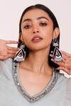 Shop_Prachi Gupta_Grey Double Drop Acrylic Earrings _at_Aza_Fashions