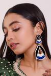 Buy_Prachi Gupta_Blue Tiered Geometric Drop Earrings _at_Aza_Fashions