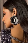 Shop_Prachi Gupta_Grey Floral Ear Studs _at_Aza_Fashions