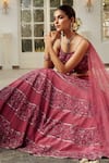 Shop_Niamh By Kriti_Purple Embroidery Sequins Square Neck Floral Lehenga Set _Online_at_Aza_Fashions