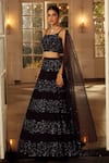 Buy_Niamh By Kriti_Blue Embroidery Sequins Square Neck Floral Lehenga Set _at_Aza_Fashions