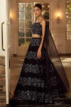 Buy_Niamh By Kriti_Blue Embroidery Sequins Square Neck Floral Lehenga Set _Online_at_Aza_Fashions