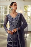 Buy_Niamh By Kriti_Blue Georgette And Net Lining Shantoon Embroidery Pearls Kurta Gharara Set _Online_at_Aza_Fashions