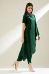 Aakaar_Green Cotton Silk Crystal Embellished Tunic And Draped Pant Set_Online_at_Aza_Fashions
