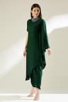 Buy_Aakaar_Green Cotton Silk Embroidery Crystals High Embellished Tunic And Draped Pant Set _Online_at_Aza_Fashions