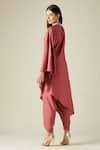 Shop_Aakaar_Pink Cotton Silk Asymmetric Tunic And Draped Pant Set_at_Aza_Fashions
