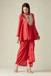 Aakaar_Matka Silk Flared Tunic And Draped Skirt Set_Online_at_Aza_Fashions