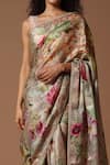 Buy_Rohit Bal_Ivory Saree Organza Printed Floral With Unstitched Blouse Piece _Online_at_Aza_Fashions