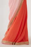 Nikasha_Peach 100% Viscose Georgette And Pure Raw Silk Ombre Saree With Blouse _at_Aza_Fashions