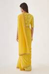 Shop_Nikasha_Green 100% Viscose Georgette And Pure Raw Silk Ombre Saree With Blouse _at_Aza_Fashions