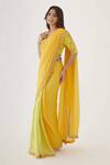 Buy_Nikasha_Green 100% Viscose Georgette And Pure Raw Silk Ombre Saree With Blouse _Online_at_Aza_Fashions