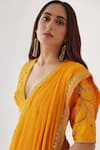 Buy_Nikasha_Yellow 100% Viscose Georgette And Pure Raw Silk Gota, Ombre Saree With Blouse _Online_at_Aza_Fashions