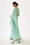 Shop_Nikasha_Blue 100% Viscose Georgette And Pure Raw Silk Gota, Ombre Saree With Blouse _at_Aza_Fashions