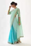 Nikasha_Blue 100% Viscose Georgette And Pure Raw Silk Gota, Ombre Saree With Blouse _Online_at_Aza_Fashions