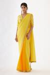 Buy_Nikasha_Yellow 100% Viscose Georgette And Pure Raw Silk Gota, Ombre Saree With Blouse _at_Aza_Fashions