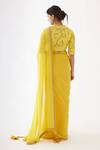 Shop_Nikasha_Yellow 100% Viscose Georgette And Pure Raw Silk Gota, Ombre Saree With Blouse _at_Aza_Fashions