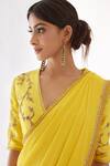 Buy_Nikasha_Yellow 100% Viscose Georgette And Pure Raw Silk Gota, Ombre Saree With Blouse _Online_at_Aza_Fashions