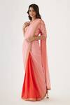 Buy_Nikasha_Pink 100% Viscose Georgette And Pure Raw Silk Gota, Ombre Saree With Blouse _Online_at_Aza_Fashions